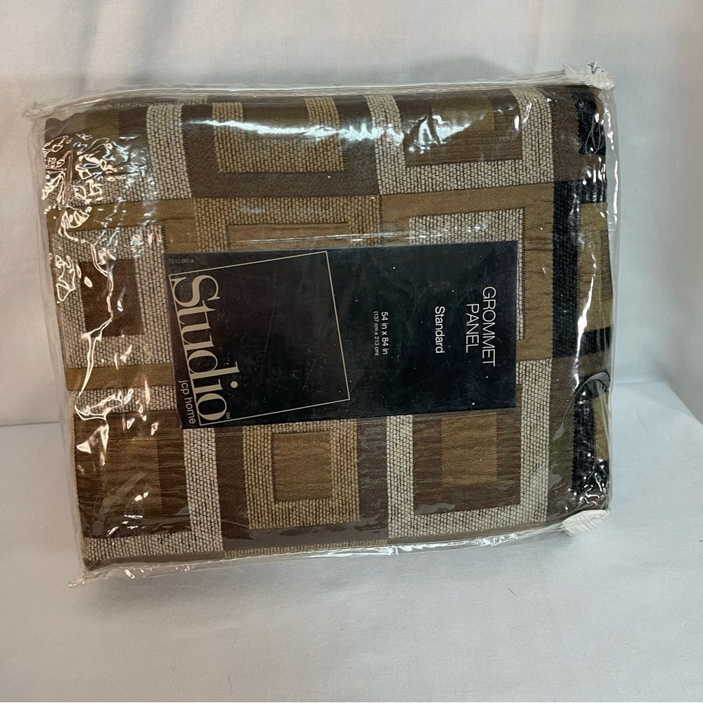 JCP Studio 2 Grommet Curtain Panels 54”X84” Midcentury Modern Black and Bronze - Picture 10 of 13